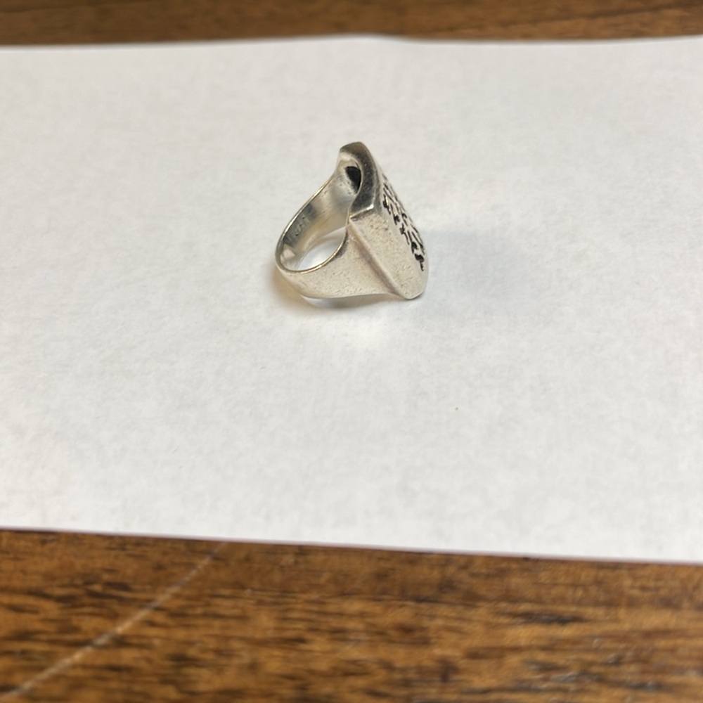 Silver Square Ring With Intricate Design View 2